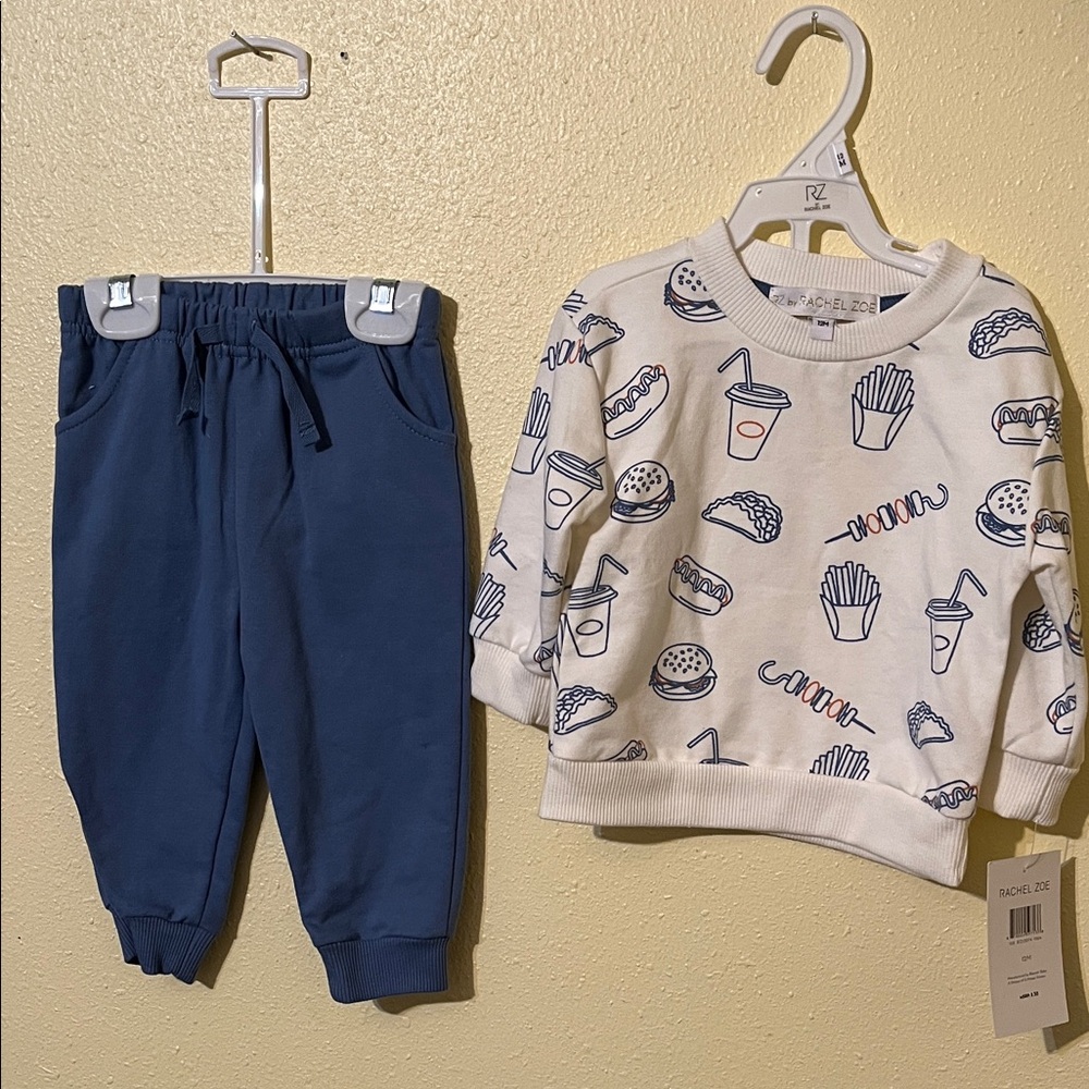 Kids Blue Jogger Pants and Cute Print Sweat shirt.
